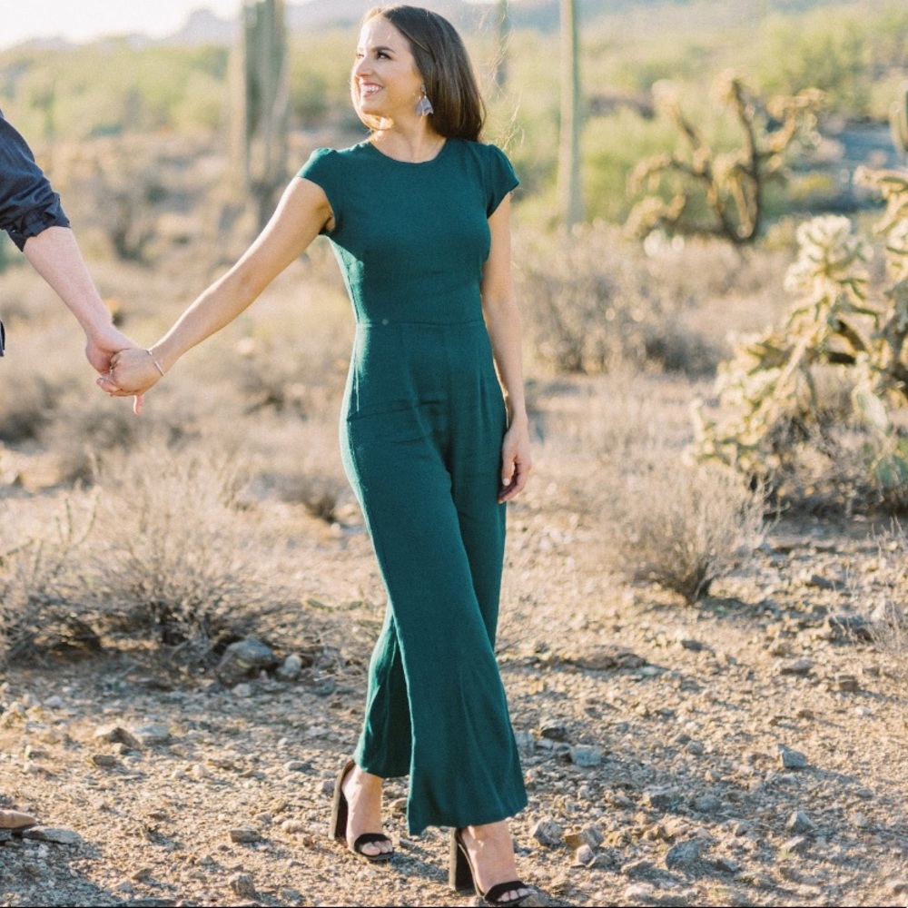 Reformation Mayer Open Back Cutout Jumpsuit - Emerald